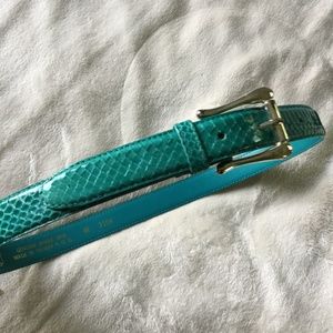 The Ritz aqua snakeskin belt